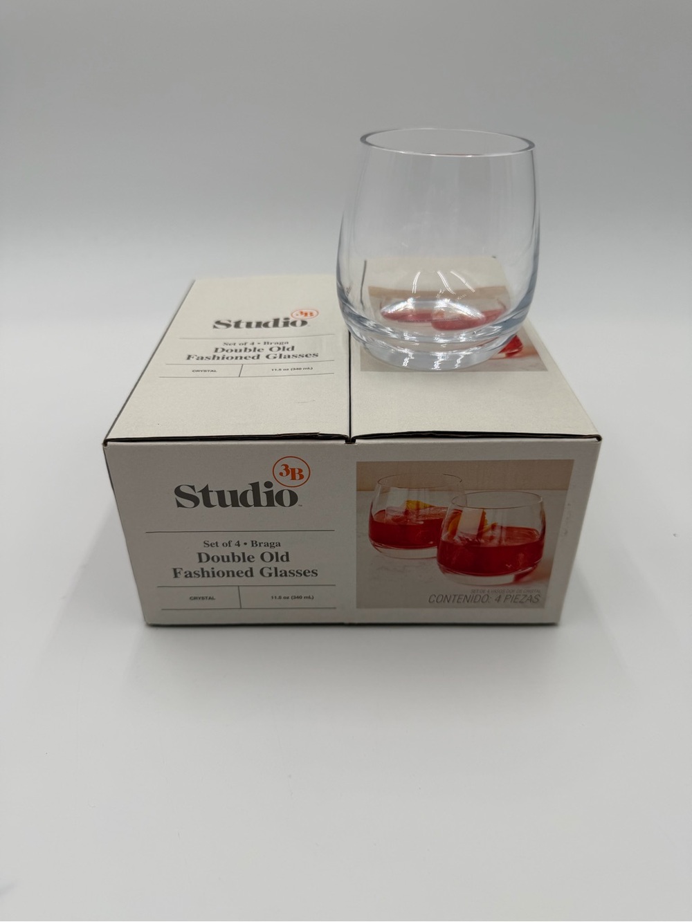 NIB set of 4 Studio brand Double Old Fashioned Crystal glasses
